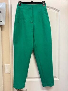 Zara Bright Green High-Waist Tailored Pants